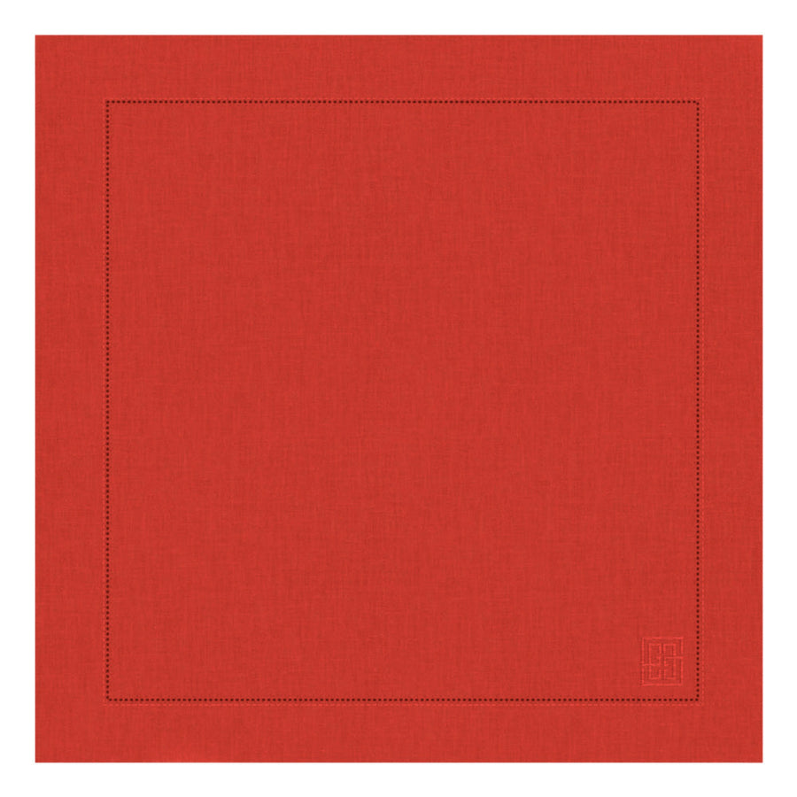 GUARDANAPO DE LINHO PURO BARRA LARGA PREMIUM VERMELHO 53,5X53,5CM