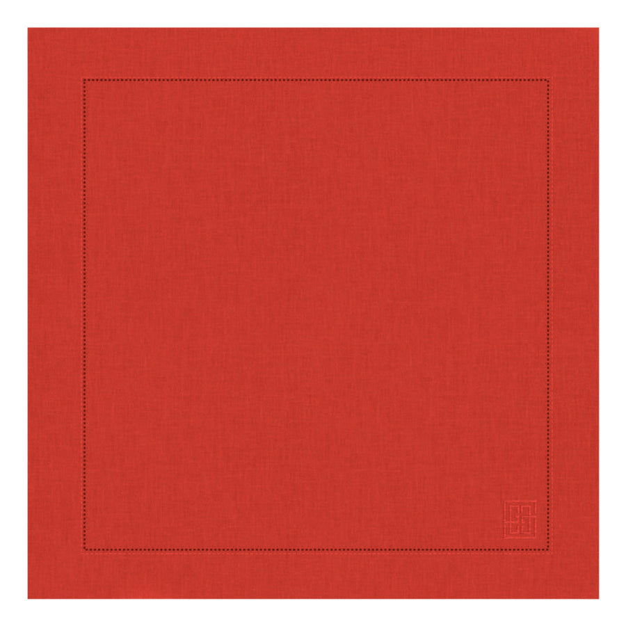 GUARDANAPO DE LINHO PURO BARRA LARGA PREMIUM VERMELHO 55X55CM