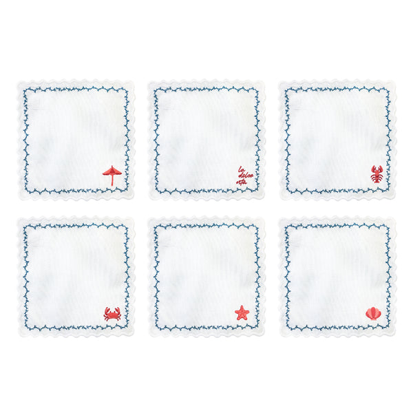 SET GUARDANAPO DE COQUETEL DE LINHO LA DOLCE VITA 6 UN