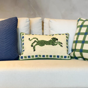 CAPA DE ALMOFADA TAPEÇARIA CHESS TIGRE VERDE 50X35 CM