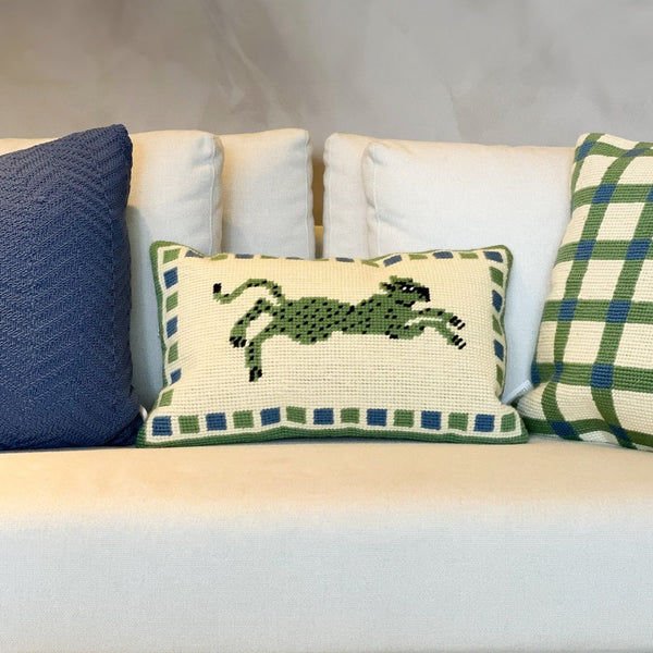 CAPA DE ALMOFADA TAPEÇARIA CHESS TIGRE VERDE 50X35 CM