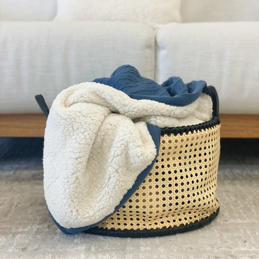 MANTA DE TRICOT COZY AZUL 130X175 CM