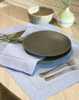 GUARDANAPO DE LINHO VISCO BARRA LARGA PREMIUM AZUL CLARO 55X55 CM