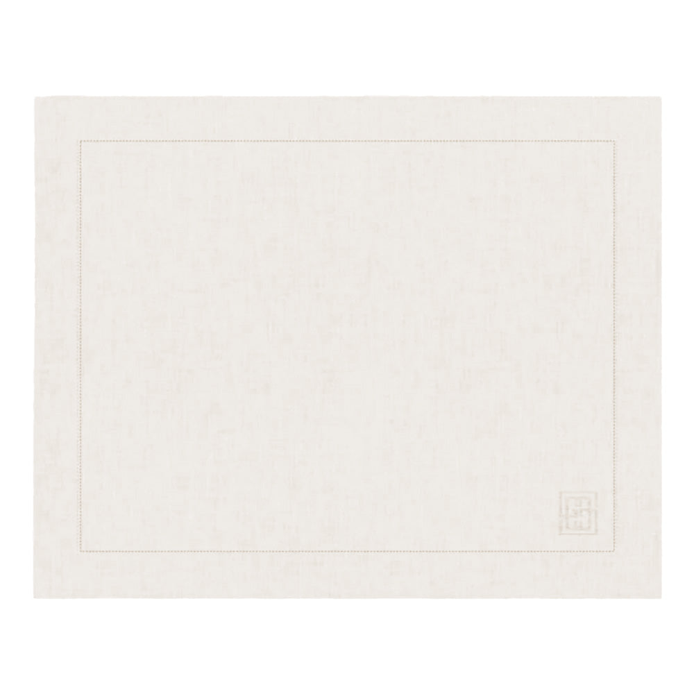 JOGO AMERICANO DE LINHO PURO BARRA LARGA PREMIUM MARFIM 50X39 CM