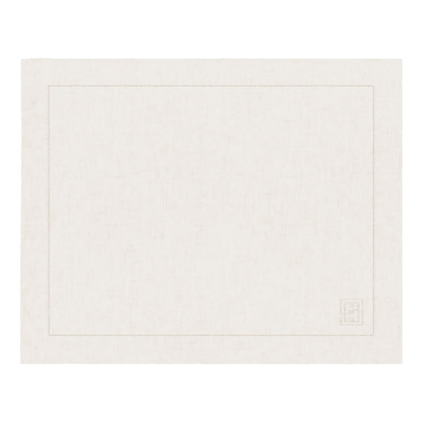 JOGO AMERICANO DE LINHO PURO BARRA LARGA PREMIUM MARFIM 50X39 CM