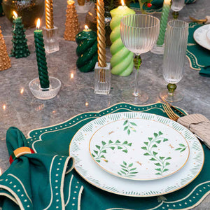 JOGO AMERICANO LINHO PURO ÁRVORE DE NATAL VERDE