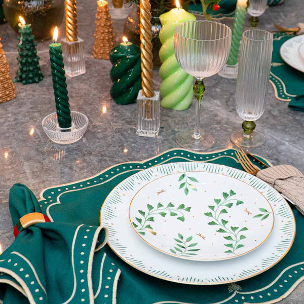 JOGO AMERICANO LINHO PURO ÁRVORE DE NATAL VERDE