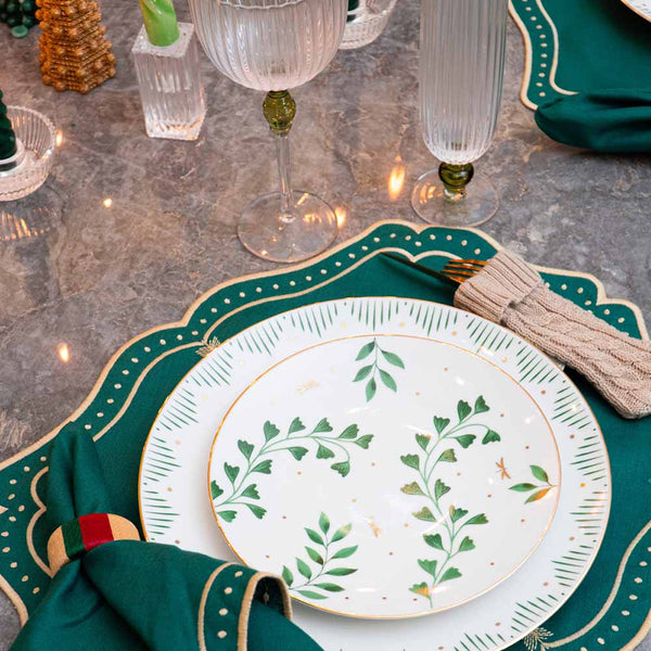 JOGO AMERICANO LINHO PURO ÁRVORE DE NATAL VERDE