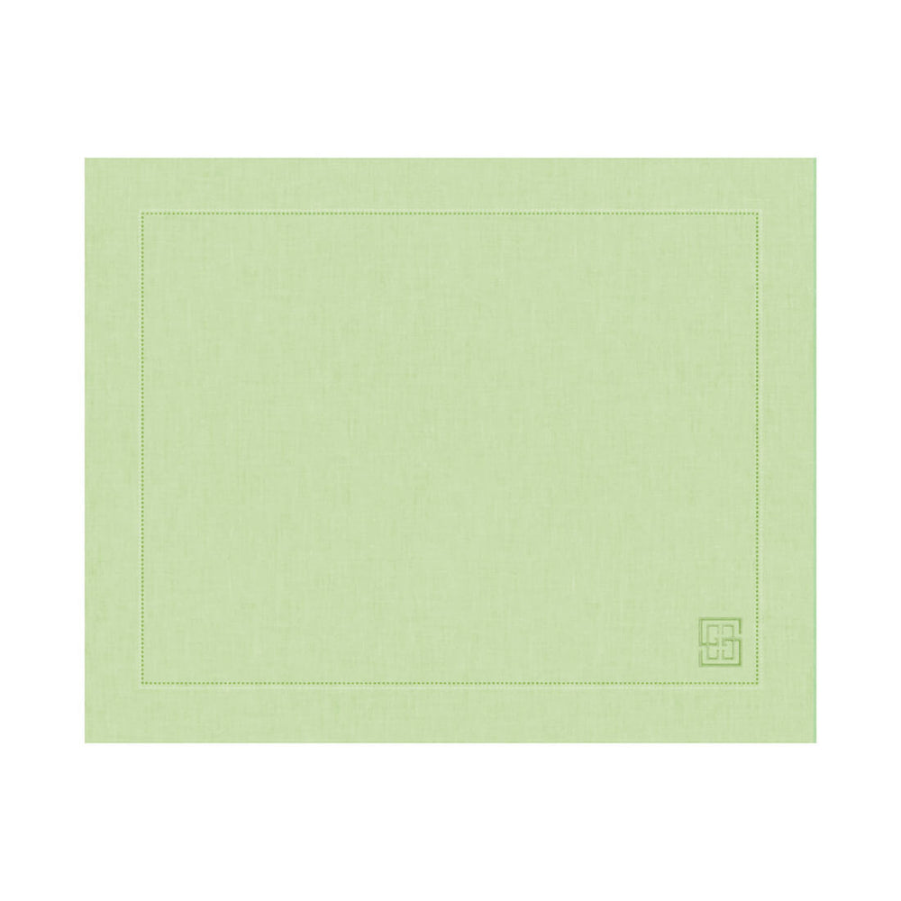JOGO AMERICANO DE LINHO PURO BARRA LARGA PREMIUM VERDE GUACAMOLE