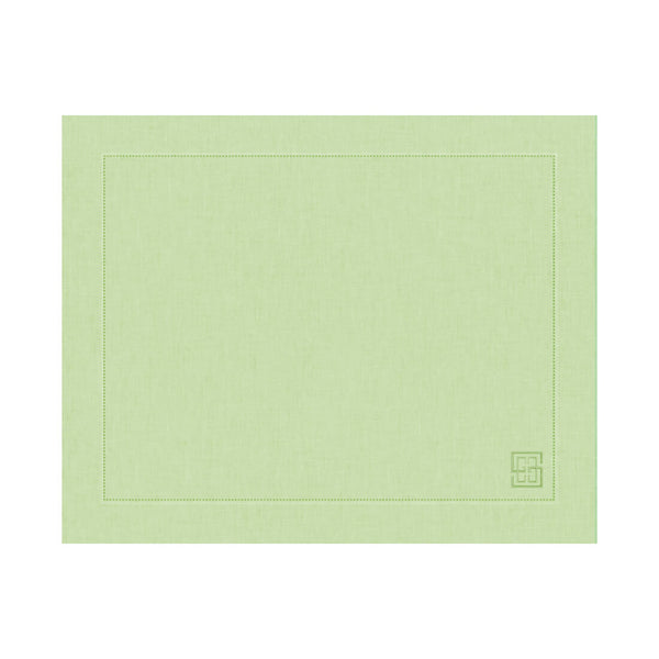 JOGO AMERICANO DE LINHO PURO BARRA LARGA PREMIUM VERDE GUACAMOLE