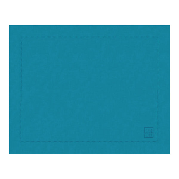 JOGO AMERICANO DE LINHO PURO BARRA LARGA PREMIUM AZUL PETRÓLEO