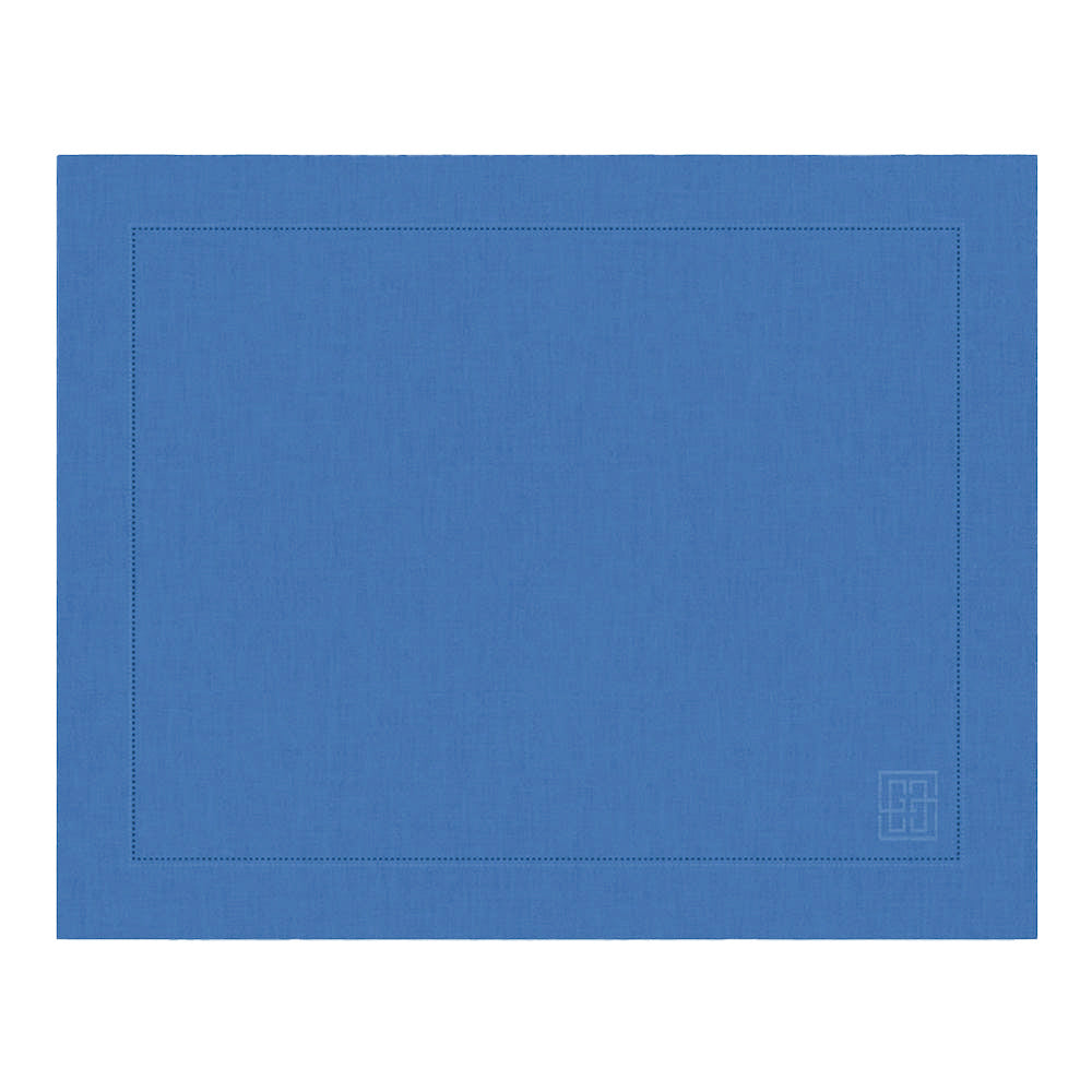 JOGO AMERICANO DE LINHO PURO BARRA LARGA PREMIUM AZUL ÍNDIGO