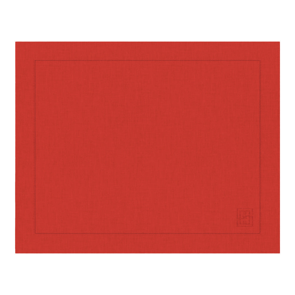 JOGO AMERICANO DE LINHO PURO BARRA LARGA PREMIUM VERMELHO 50X39 CM