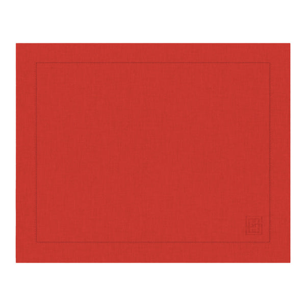 JOGO AMERICANO DE LINHO PURO BARRA LARGA PREMIUM VERMELHO 50X39 CM