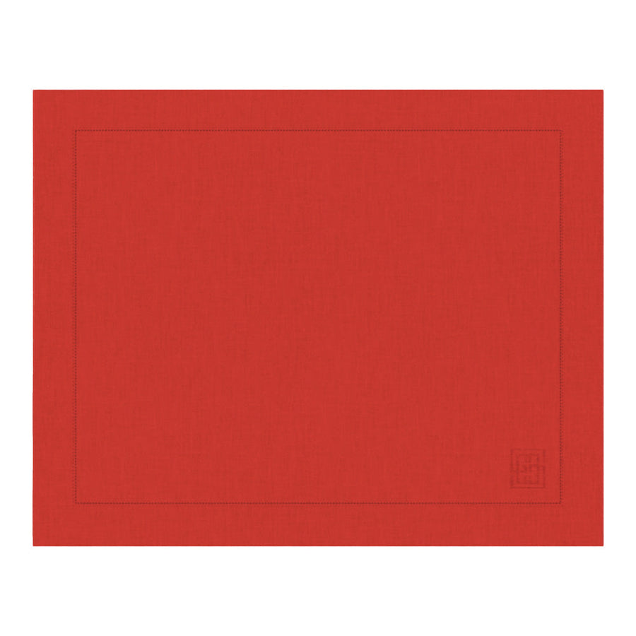 JOGO AMERICANO DE LINHO PURO BARRA LARGA PREMIUM VERMELHO 50X39 CM