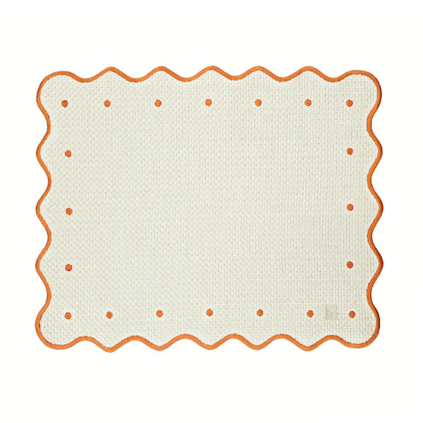 JOGO AMERICANO IMPERMEÁVEL RAFIA RETANGULAR DOTS LARANJA