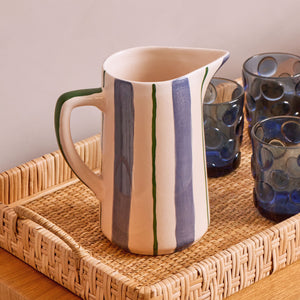 JARRA CERÂMICA ARTESANAL STRIPES AZUL E VERDE