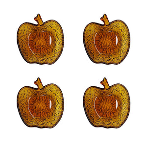 SET 4 BOWLS DE VIDRO ÂMBAR MAÇA VINTAGE