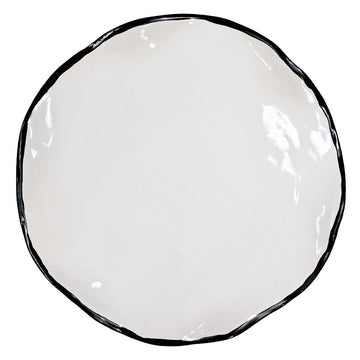 PRATO RASO CERÂMICA ARTESANAL ORGANIC BRANCO E PRETO