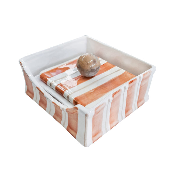 PORTA GUARDANAPO CERÂMICA AGATA LARANJA