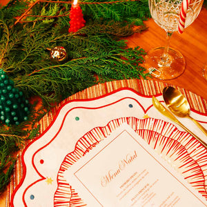 PRATO RASO CERÂMICA FEITO À MÃO BLOSSOM VERMELHO NATAL