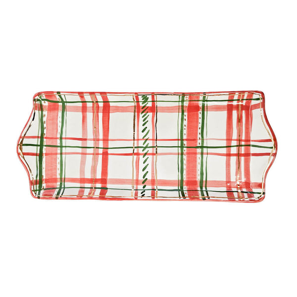 BANDEJA CERÂMICA ARTESANAL XADREZ COM OURO NATAL