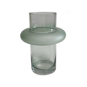 VASO DE VIDRO DISCO VERDE 20CM