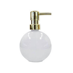 PORTA SABONETE LIQUIDO DE VIDRO BRANCO E DOURADO