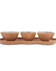 SET APERITIVO BANDEJA E 3 BOWLS CERÂMICA TERRA