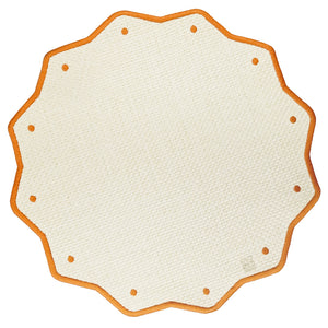 JOGO AMERICANO IMPERMEÁVEL RAFIA REDONDO DOTS LARANJA