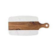 TABUA DE MADEIRA E MARMORE BRANCO COM ALÇA G 22 X 40 (H) CM