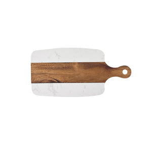 TABUA DE MADEIRA E MARMORE BRANCO COM ALÇA M  15 X 30 (H) CM