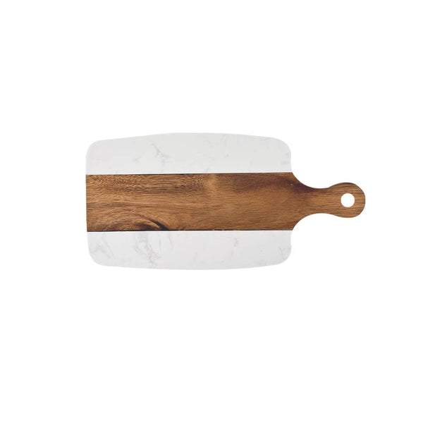 TABUA DE MADEIRA E MARMORE BRANCO COM ALÇA M  15 X 30 (H) CM