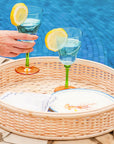TAÇA DE VIDRO BAIXA SORRENTO AZUL/VERDE/LARANJA