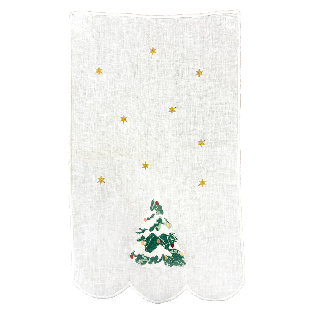 TOALHA DE LAVABO LINHO PURO ÁRVORE NATAL 30X50