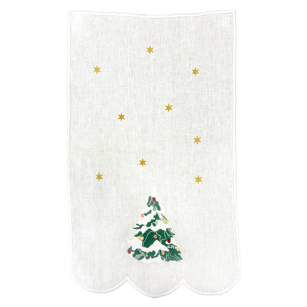 TOALHA DE LAVABO LINHO PURO ÁRVORE NATAL 30X50