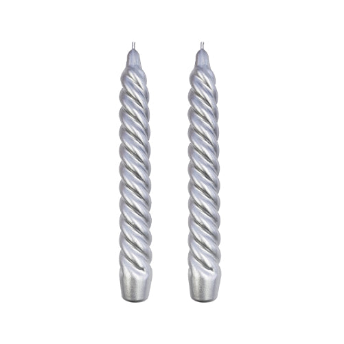 VELAS PARA CASTIÇAL TWIST BOLD PRATA 18 CM - 02 UNIDADES