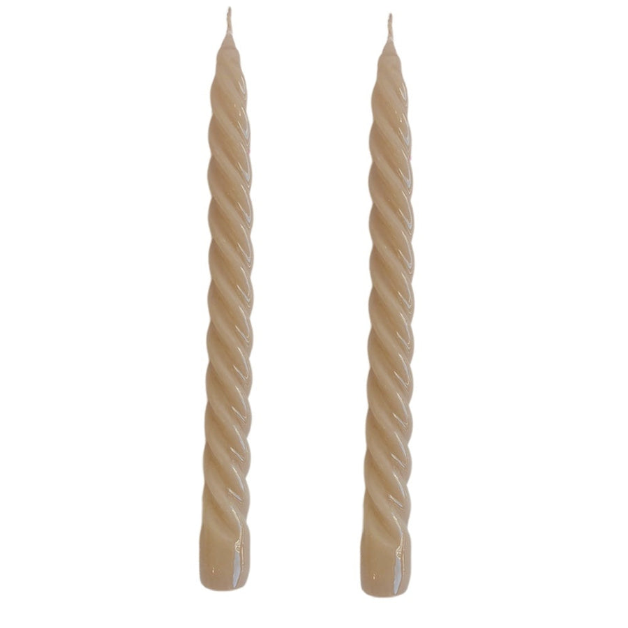 VELAS PARA CASTIÇAL TWIST BEGE 25 CM - 02 UNIDADES