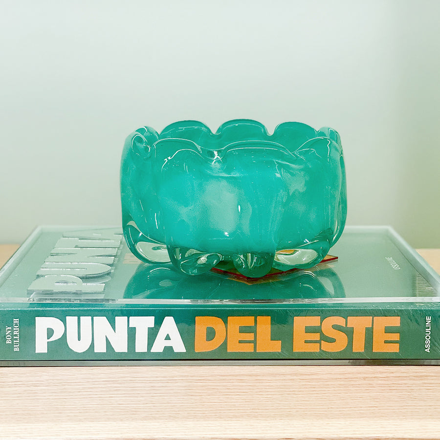 VASO DE VIDRO BAIXO JADE  12 x 10(h) cm