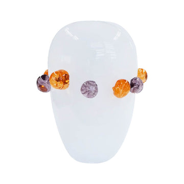 VASO EM VIDRO FUN BRANCO COM LARANJA E ROXO 16 X 29 (H) CM