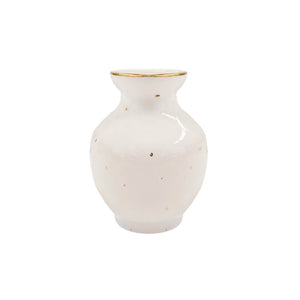 MINI VASO DE CERÂMICA ARTESANAL BOLINHAS COM OURO 12CM