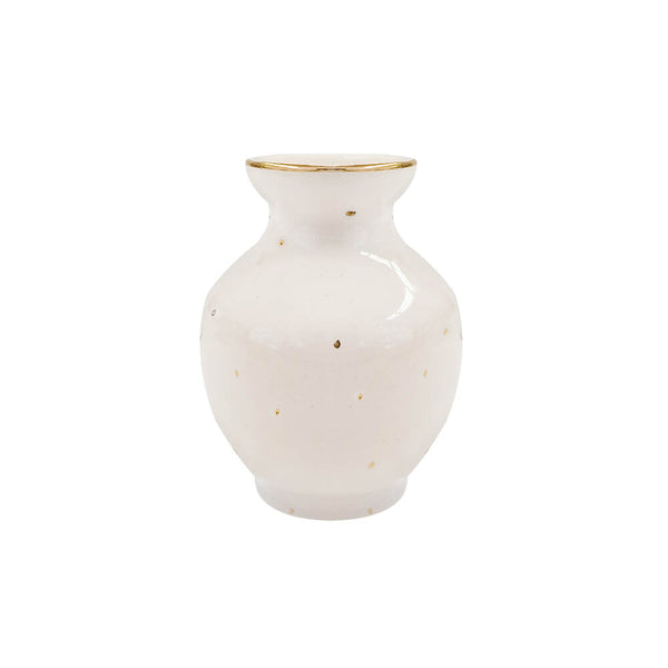 MINI VASO DE CERÂMICA ARTESANAL BOLINHAS COM OURO 12CM