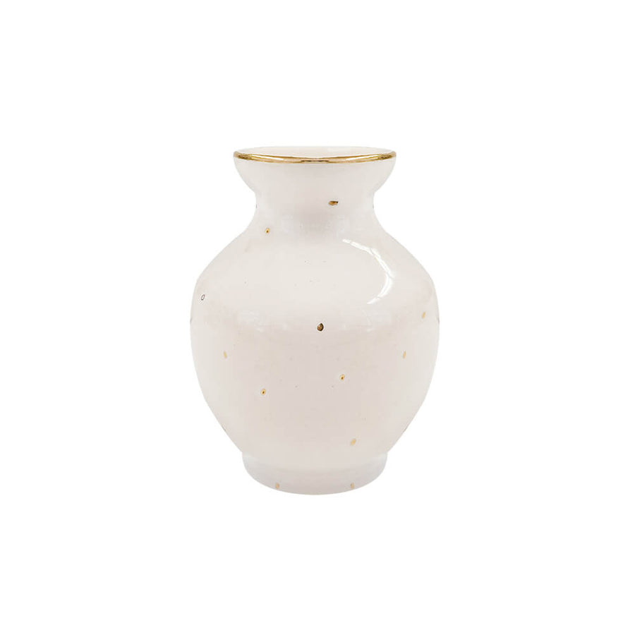 MINI VASO DE CERÂMICA ARTESANAL BOLINHAS COM OURO