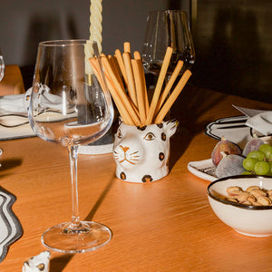 VASO CERÂMICA ARTESANAL COM OURO LEOPARDO P 7CM