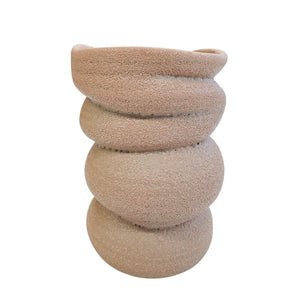 VASO DE CERAMICA BEGE MOVIMENTO 21CM