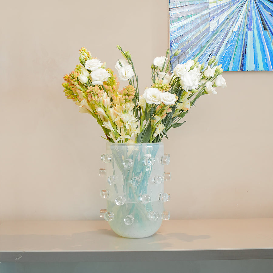 VASO MURANO MILANO PÉROLA 18 CM x 31 CM (H)