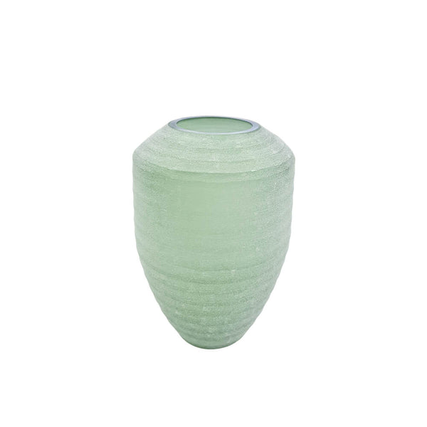 VASO EM VIDRO FOSCO CELADON M 23CM