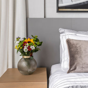 VASO ESFERA GLAM VIDRO E DOURADO 16CM