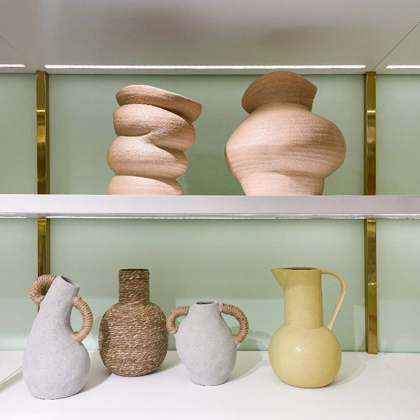 VASO DE CERAMICA BEGE MOVIMENTO G 26CM