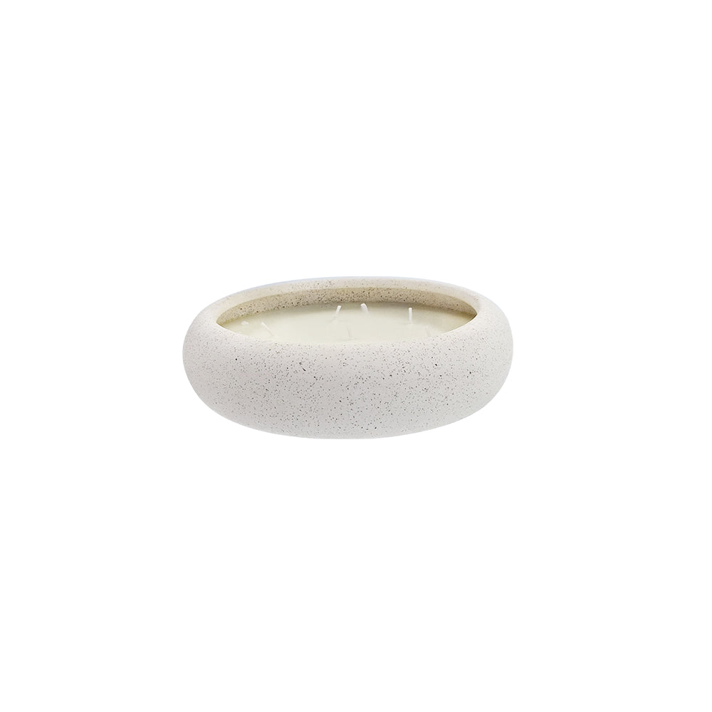 VELA PERFUMADA EM CERAMICA RÚSTICA BEGE P